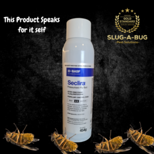 Seclira Pressurised Insecticide can in a domestic setting, highlighting its fast-acting and non-repellent features for effective pest control